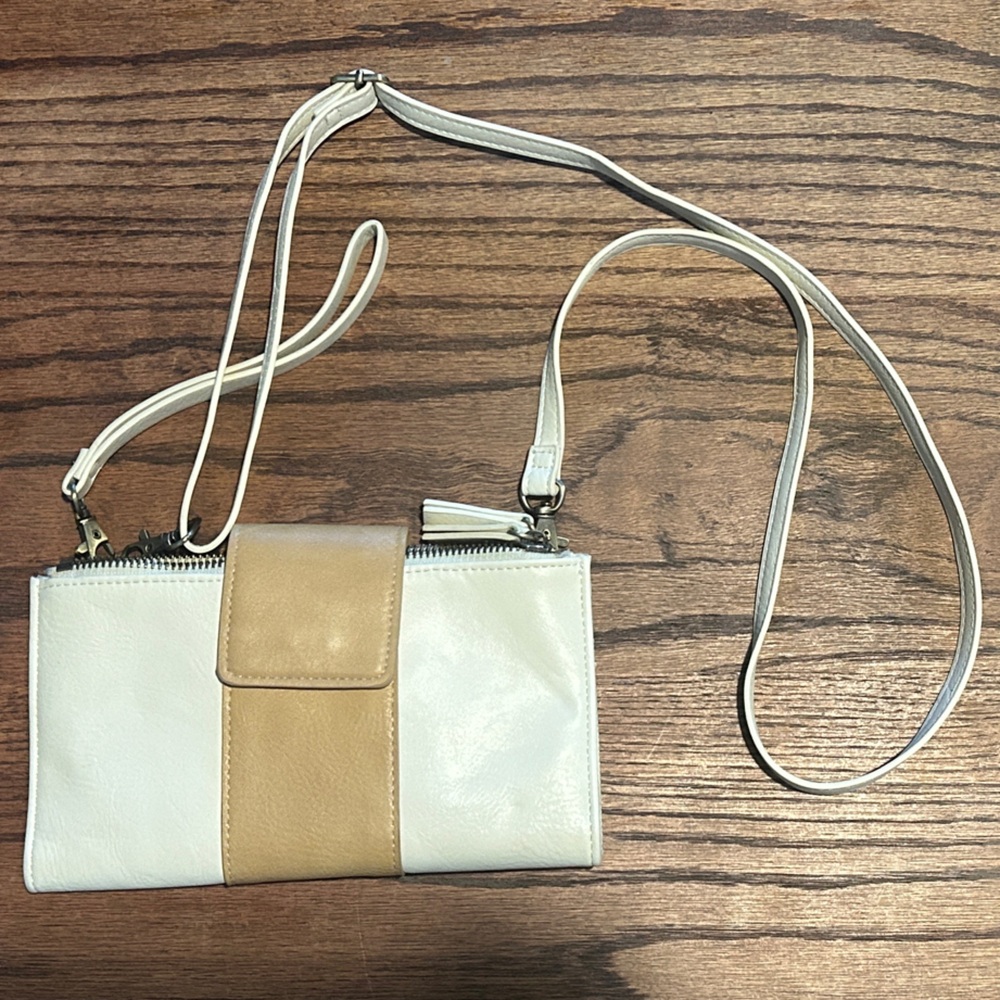 Joy Susan Cream and Tan Clutch